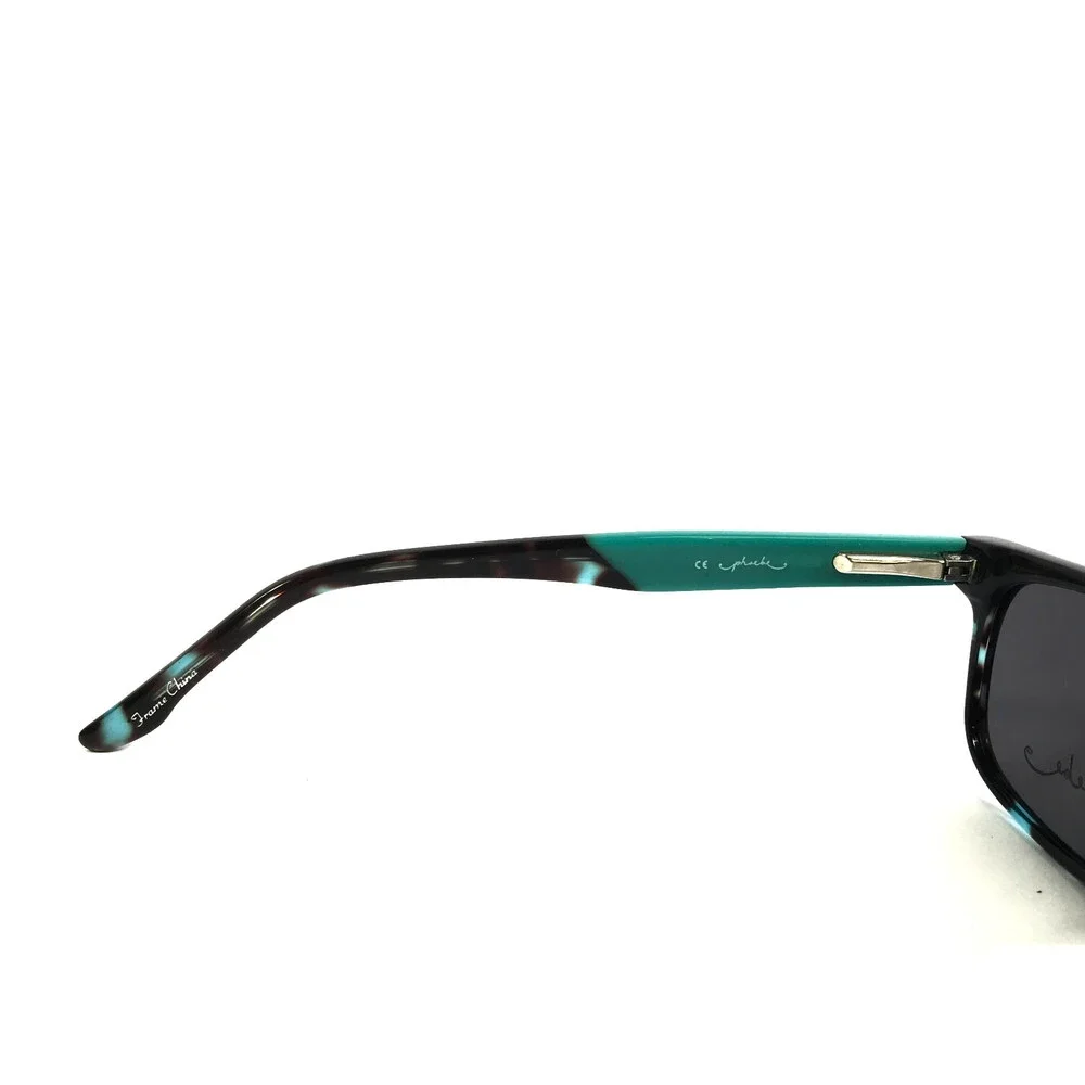 Phoebe Sunglasses P268 BLK Black Green Rectangle Frames w/ Gray Lenses 52-16-135